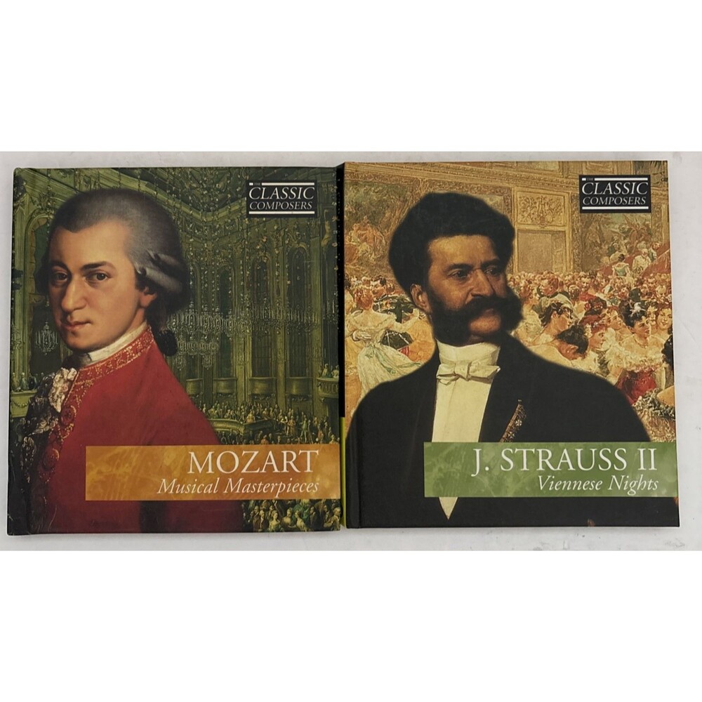 Lot of 2 Classic Composers CD and Book Combo Mozart and Strauss Classical Music